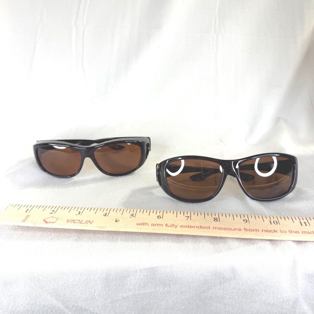 Solar Shield Fit Over Sunglasses Polarized Amber Lens Black SS FO-021 TOR DRV